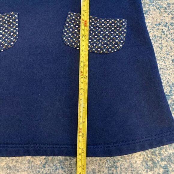 Talbots Kids, Vintage Tunic Overall Dress Navy Blue Front Pockets Heart Print XS - Picture 3 of 8